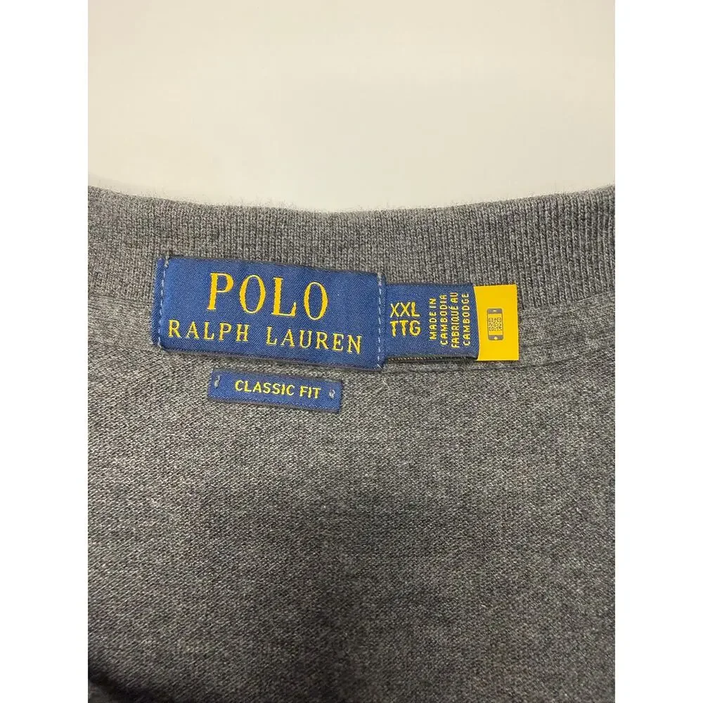 Polo Ralph Lauren Mens Charcoal Gray Cotton Mesh Polo Green Pony Short Sleeve